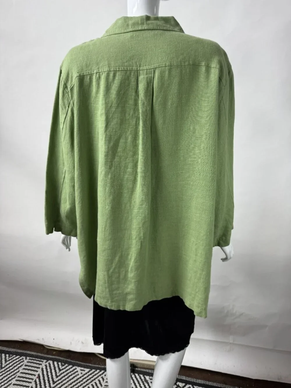 Harvé Benard Womens Plus Size 22W Green 100% Linen Button-Down Shirt Made In Ukr - Picture 16 of 16